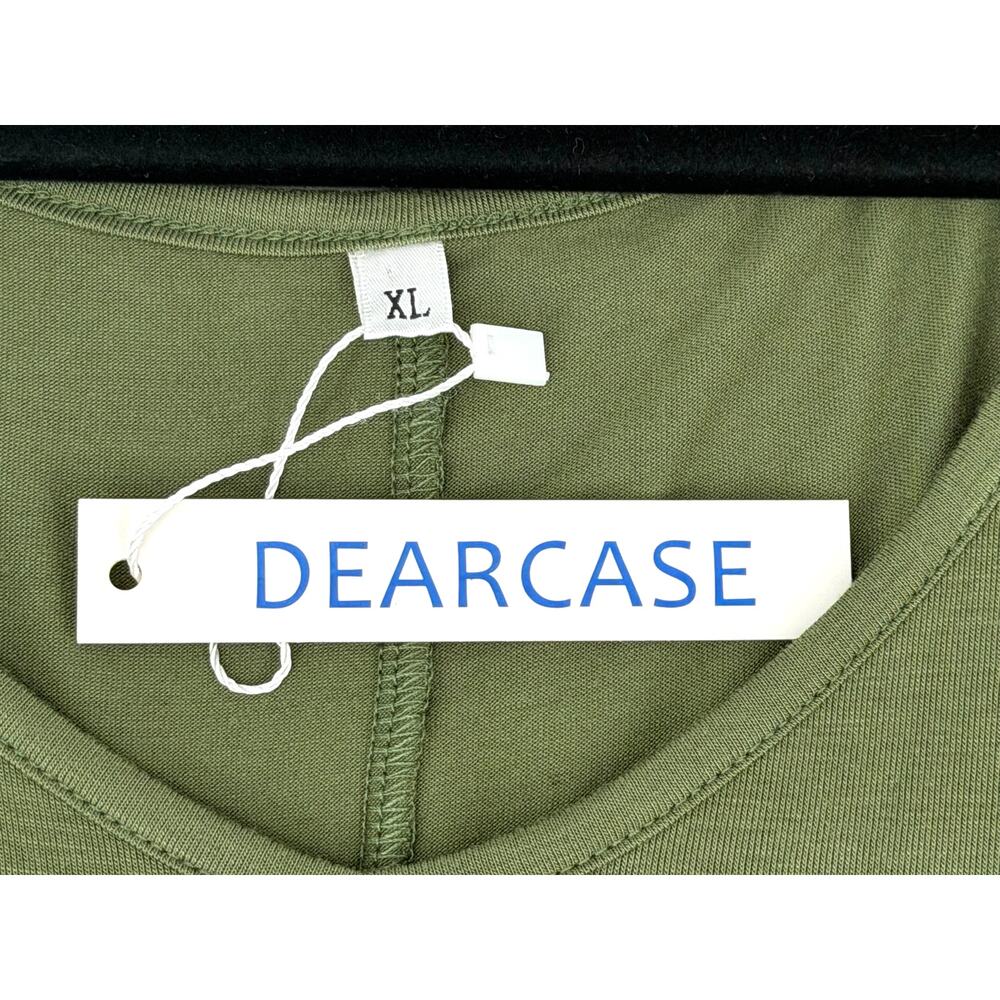 Dearcase Olive Green V Neck Jersey Knit T-shirt Long Sleeve Swing Dress NWT XL - Picture 6 of 9